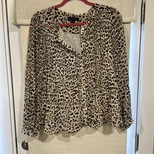 Banana Republic Pleated Leopard Print blouse